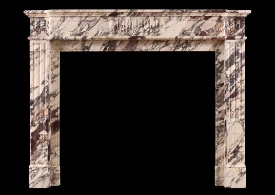 A fine antique Breche Violette marble fireplace