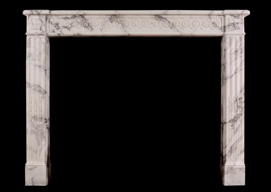 An Italian Arabescato French Louis XVI marble fireplace