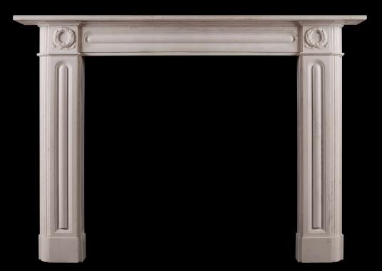 An English Regency marble fireplace in white marble