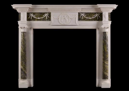 A Statuary marble fireplace with Connemara columns