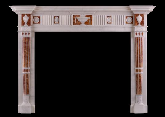 A good quality English Statuary and Jasper marble fireplace