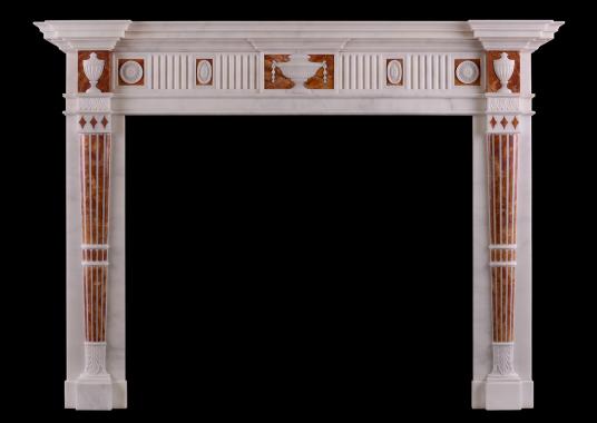 A good quality English Statuary and Jasper marble fireplace