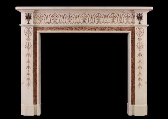 A fine quality marble fireplace in the manner of Pietro Bossi