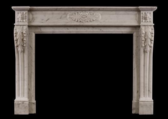 A French Carrara marble fireplace in the Louis XVI style