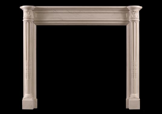A white marble fireplace in the Louis XVI manner