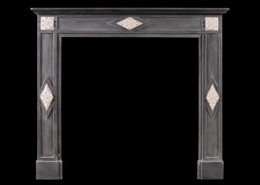 A French Directoire fireplace in grey Bardiglio marble