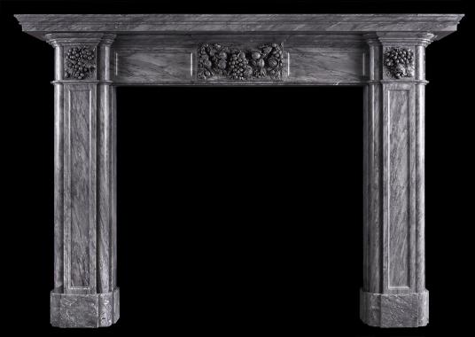 A 19th century fireplace in Italian Bardiglio marble