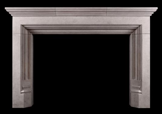 A large Portland stone fireplace