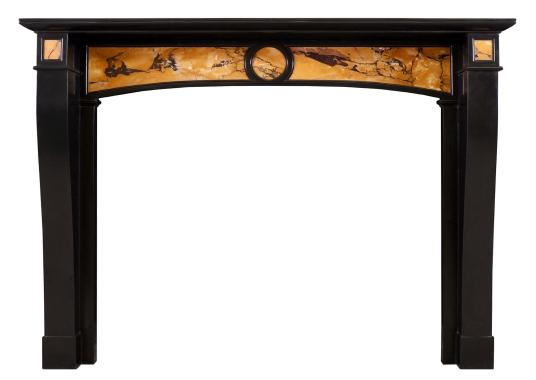 A Belgian Black and Italian Siena antique marble fireplace