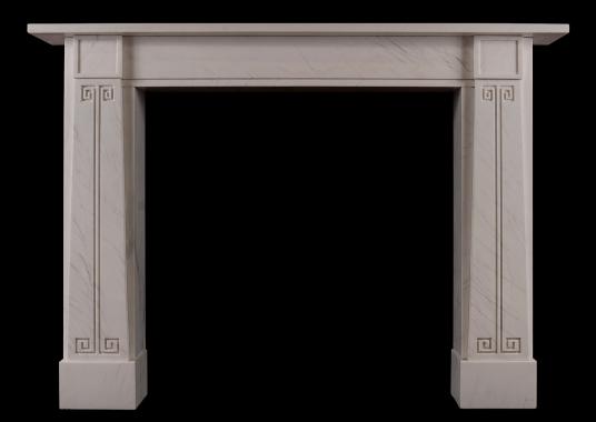 A white marble Soanian fireplace