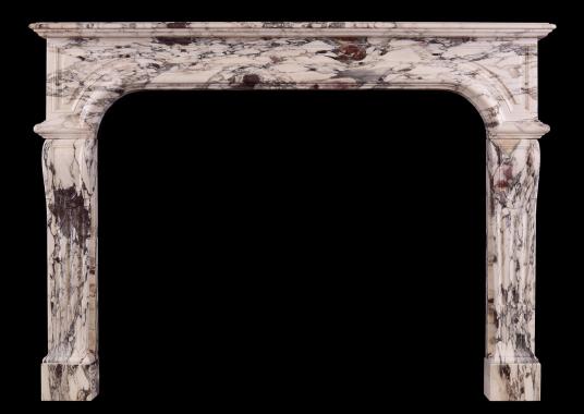 A French Louis XIV Breche Violette marble fireplace