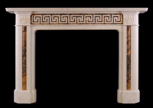 An early 19th century Statuary and Siena marble fireplace