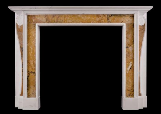A Georgian style fireplace with inlaid Siena marble
