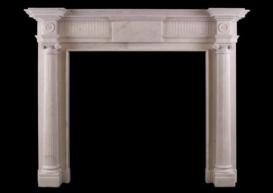 A white marble Georgian style fireplace