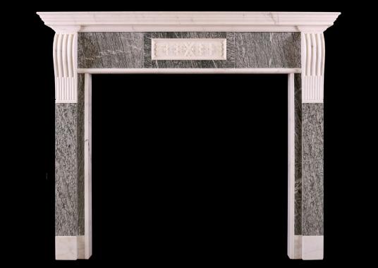 A Statuary and Vert d'Estours green marble fireplace