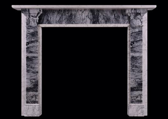 A Carrara and Bardiglio marble fireplace