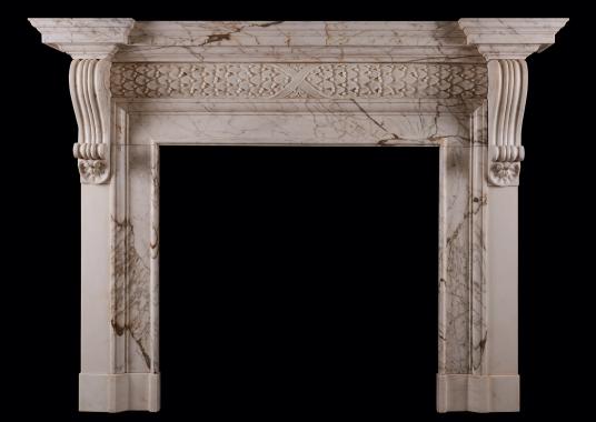 A period Georgian fireplace in Calacatta Oro marble