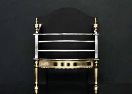 A brass and steel firegrate