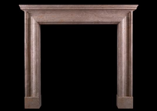 An English fireplace in Travertine stone