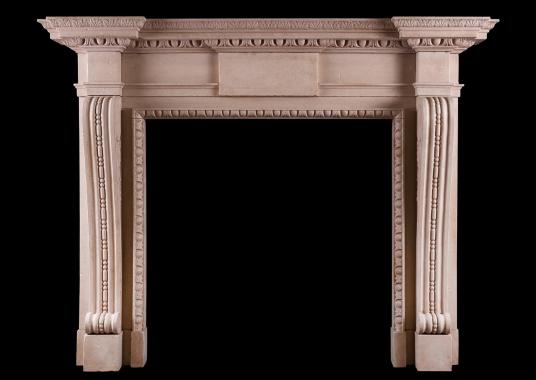 An English stone fireplace in the Georgian manner