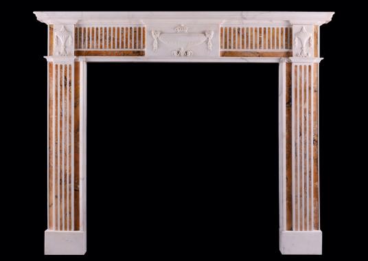 An English Statuary fireplace with Italian Siena marble inlay