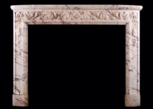 A French marble fireplace in Breche Rose de Lez marble