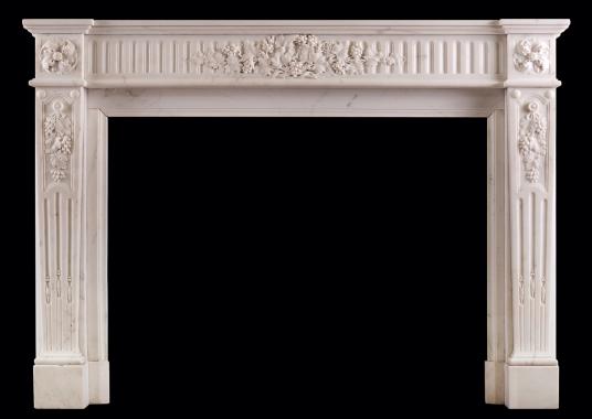A Statuary marble fireplace in the Louis XVI style