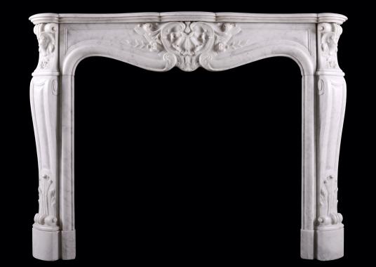 A French marble fireplace in Carrara marble