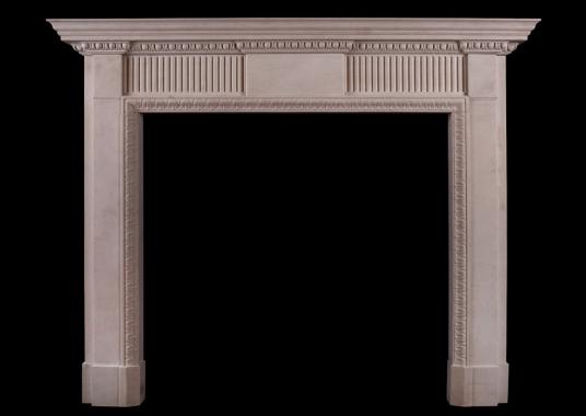 A limestone fireplace in the late Georgian manner