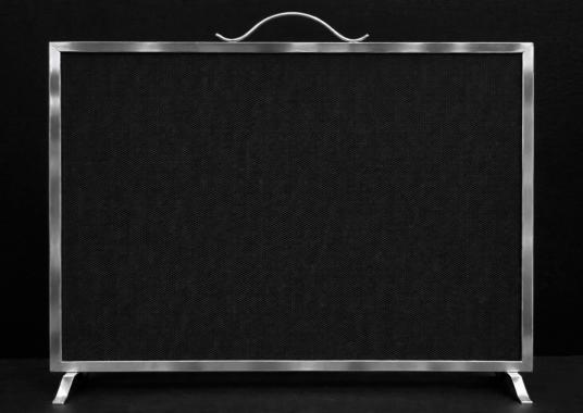 A polished steel firescreen of rectangular form