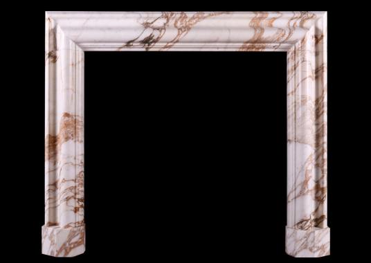 An English bolection fireplace in Calacatta Oro marble