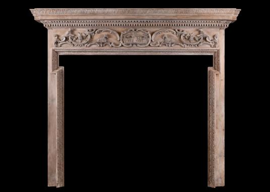 An English wood fireplace in the Georgian manner