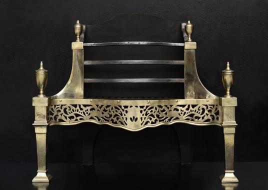 A very fine brass and steel fire basket