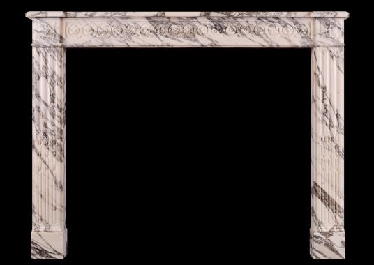 An Italian Arabescato French Louis XVI marble fireplace
