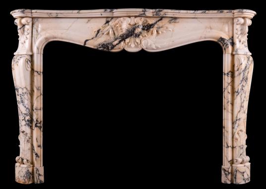 A fine quality Louis XV Paonazzo marble fireplace
