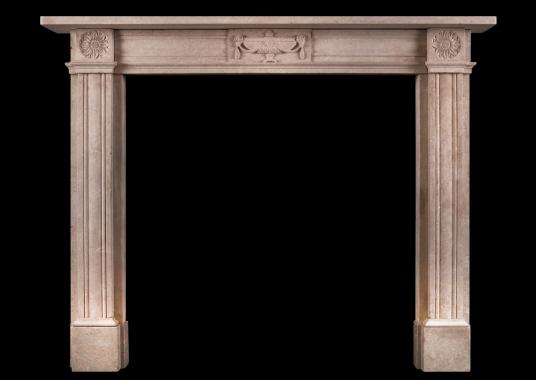 A fine quality English stone fireplace in the Regency manner