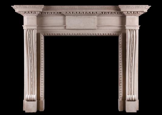 An English stone fireplace in the Georgian manner