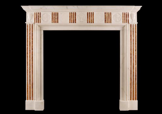 A late Georgian marble fireplace with Siena Brocatelle inlay