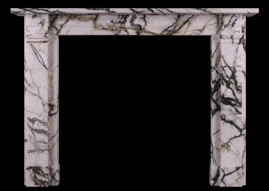 A simple English fireplace in Calacatta Verde marble