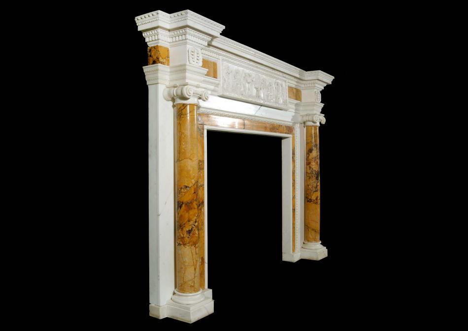 An important English 18th century Statuary and Siena marble fireplace