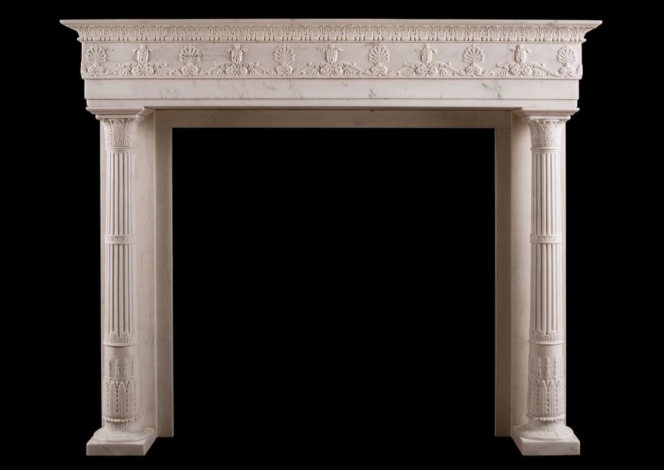 A period Regency fireplace in Statuary white marble