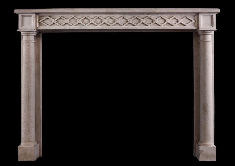 A French Directoire style limestone fireplace