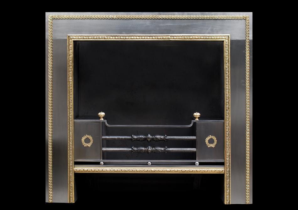 A Regency style steel and brass Register grate