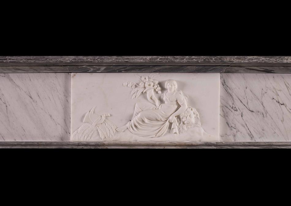 A period Regency fireplace in Statuary, Bardiglio and Carrara marble
