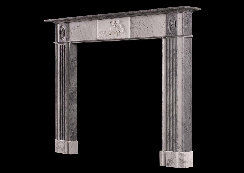 A period Regency fireplace in Statuary, Bardiglio and Carrara marble