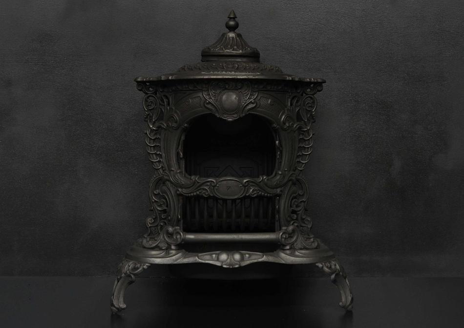 A decorative cast iron stove