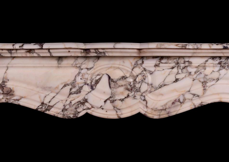 A 19th century French antique fireplace in Breche Violette marble