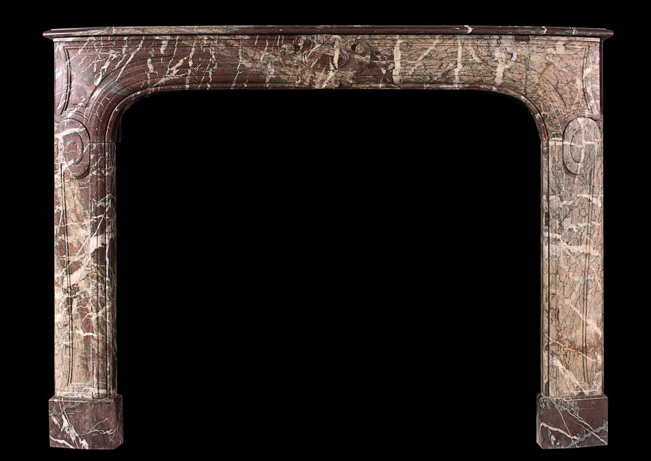 An 18th century French Louis XIV Ribboned Campan marble fireplace