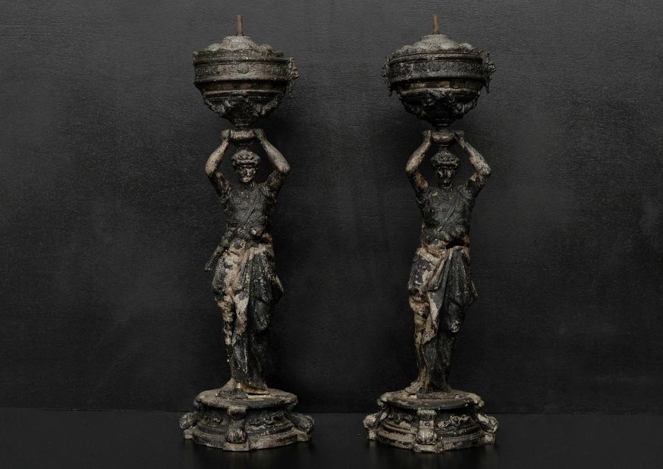 A pair of caryatid figures