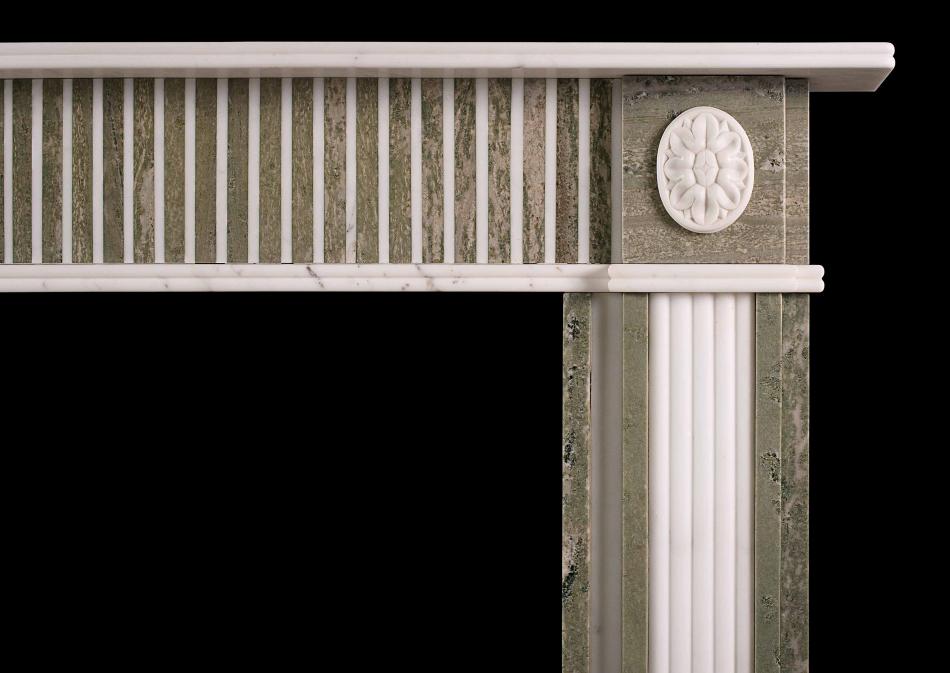 A Regency style fireplace in Swedish green marble with Statuary inlay